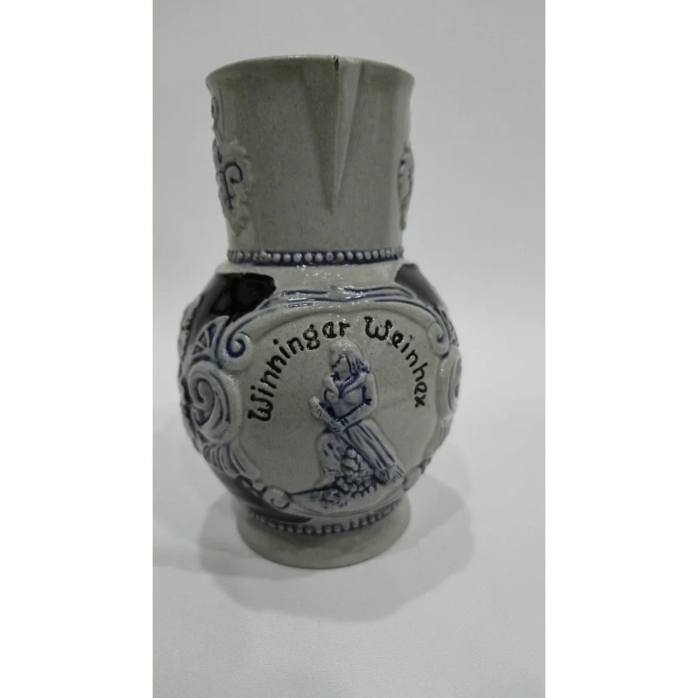 Vintage Marzi & Remy German Salt Glaze Stoneware Pitcher Winninger Weinhex Jug